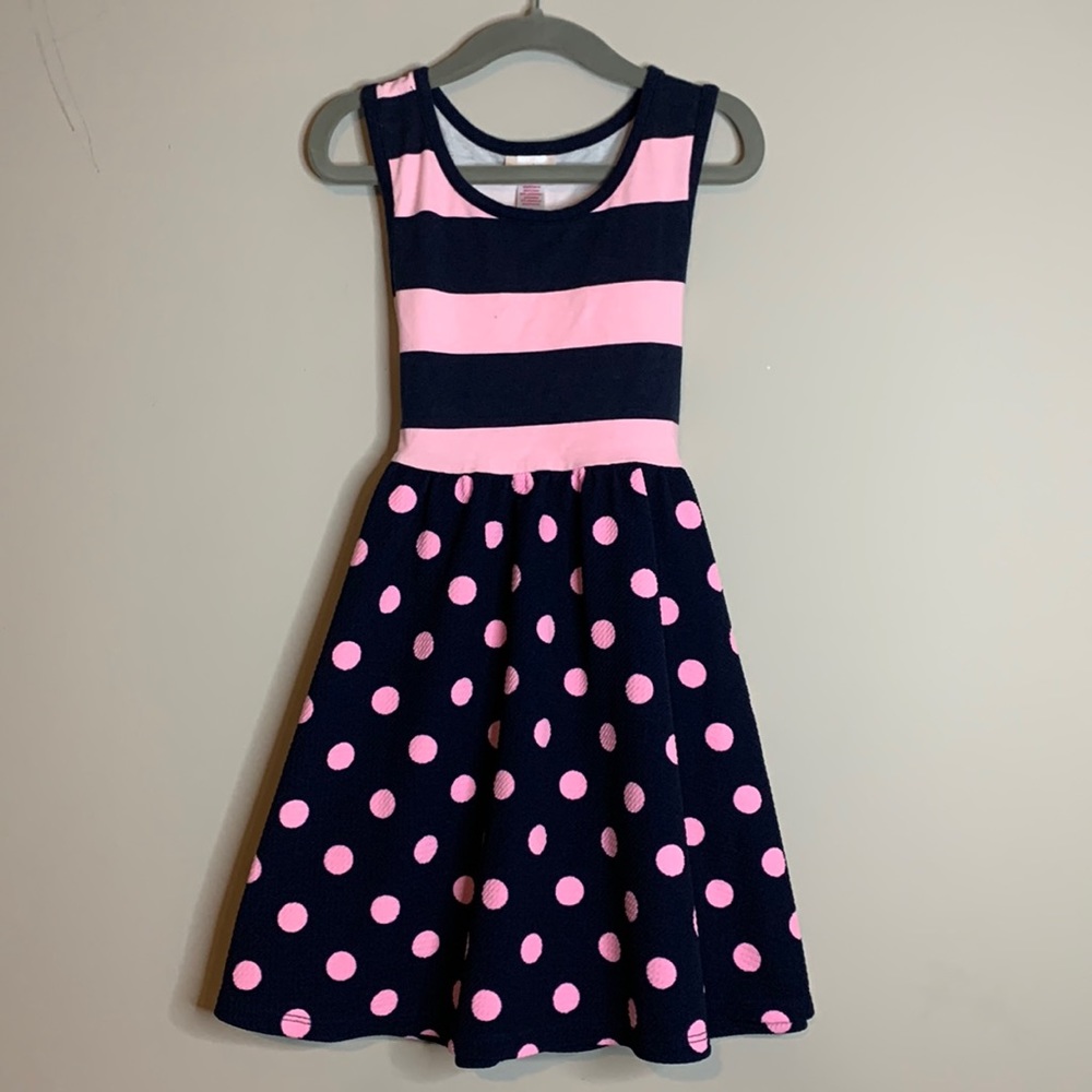 Kids Size 6 Striped Polka Dot Dress